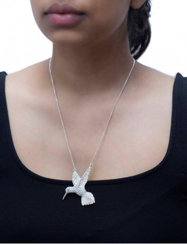 Sterling Silver Humming Bird Pendant Small