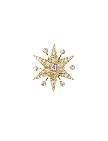 Sterling Silver StarBurst Stone Studded Brooch