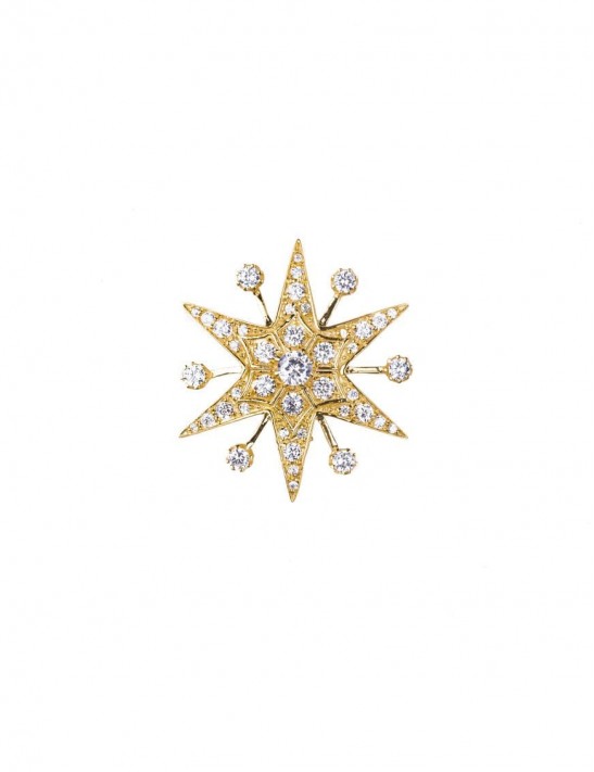 Sterling Silver StarBurst Stone Studded Brooch