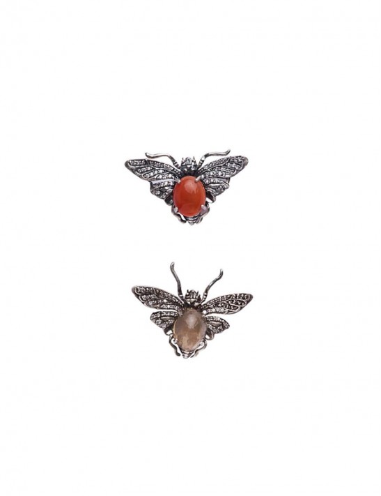 Sterling Silver Red Bee Brooch