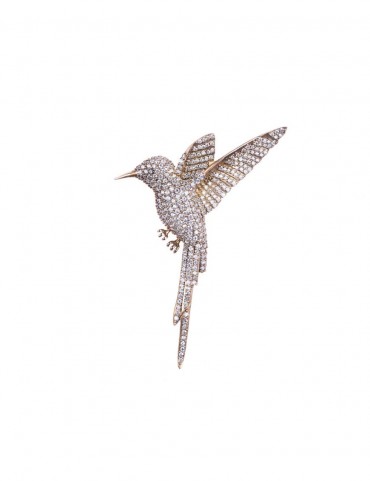 Sterling Silver Jeweled Hummingbird Brooch