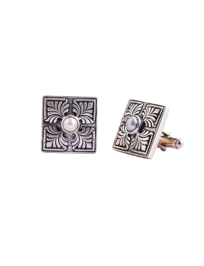 Sterling Silver Floral Cufflinks