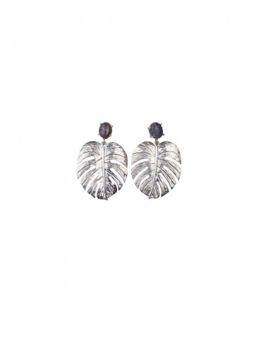 Sterling Silver Palm Tree Leaf Earrings