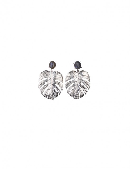 Sterling Silver Palm Tree Leaf Earrings