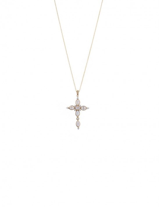 Sterling Silver Rose Quartz Cross Pendant