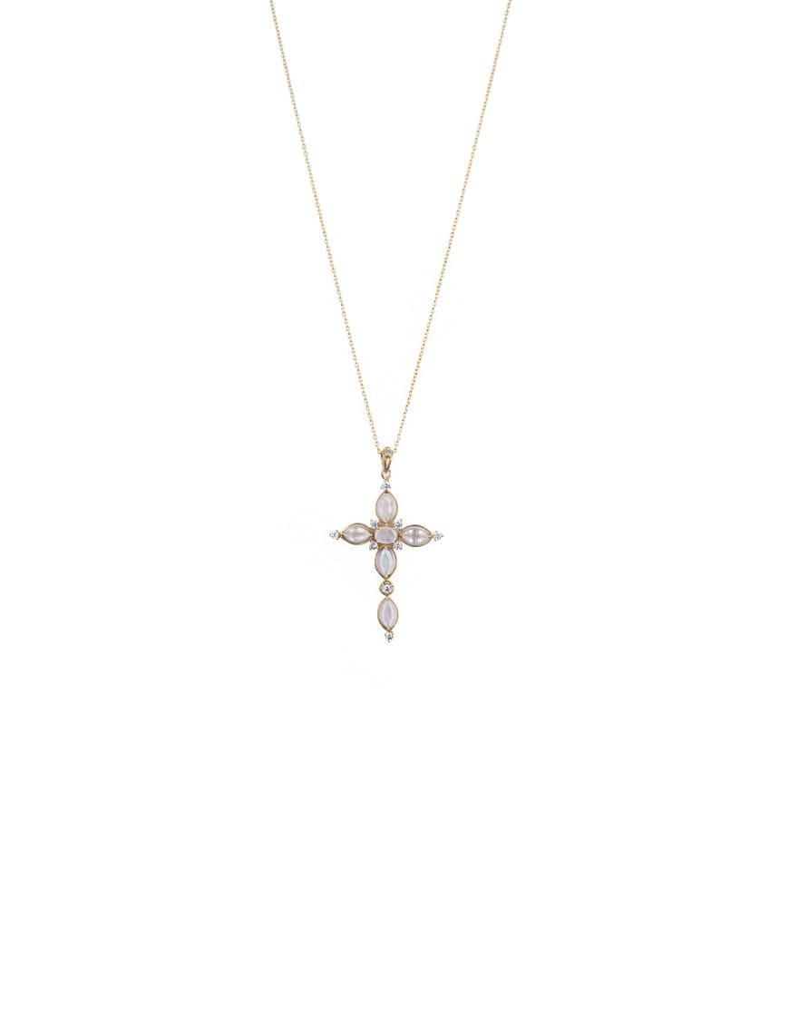 Sterling Silver Rose Quartz Cross Pendant