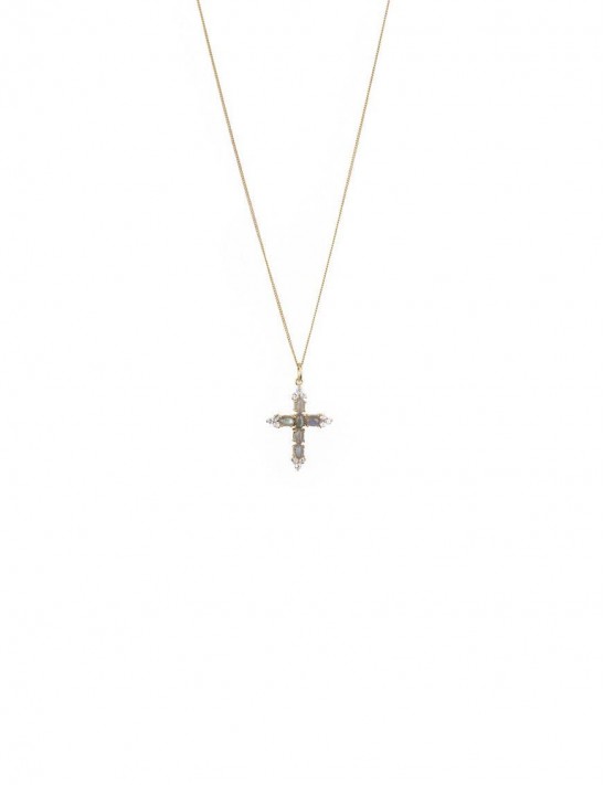 Sterling Silver Cross with Labradorite Pendant