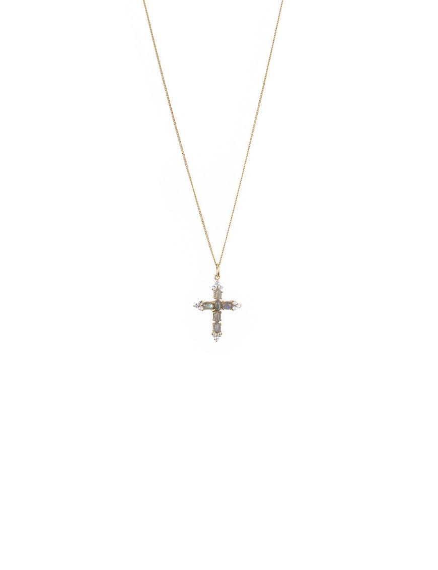 Sterling Silver Cross with Labradorite Pendant