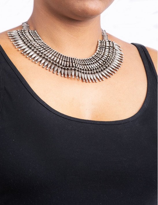 Sterling Silver Tribal Choker Necklace