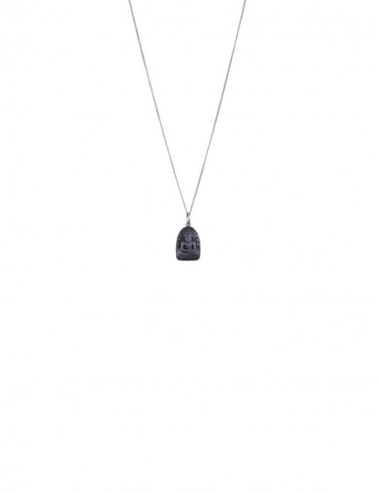 Sterling Silver Chain and Black Onyx Buddha