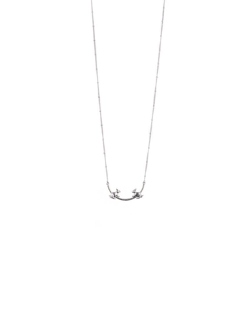 Sterling Silver Confronting Rabbit Necklace