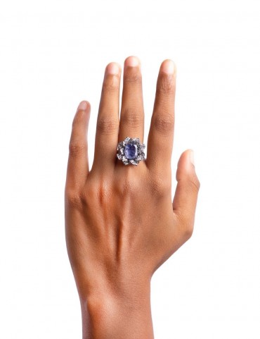 Sterling Silver Iolite Succulent Ring