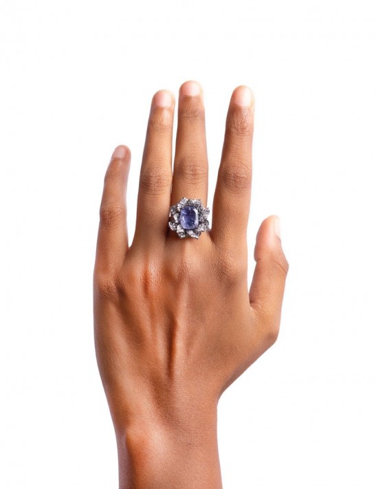 Sterling Silver Iolite Succulent Ring