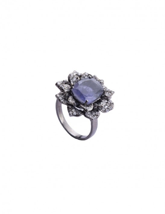 Sterling Silver Iolite Succulent Ring