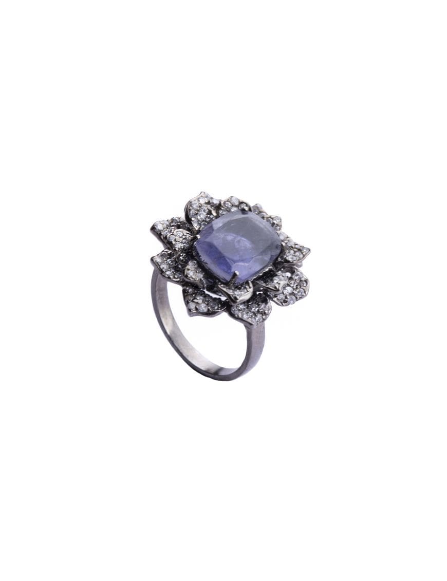 Sterling Silver Iolite Succulent Ring