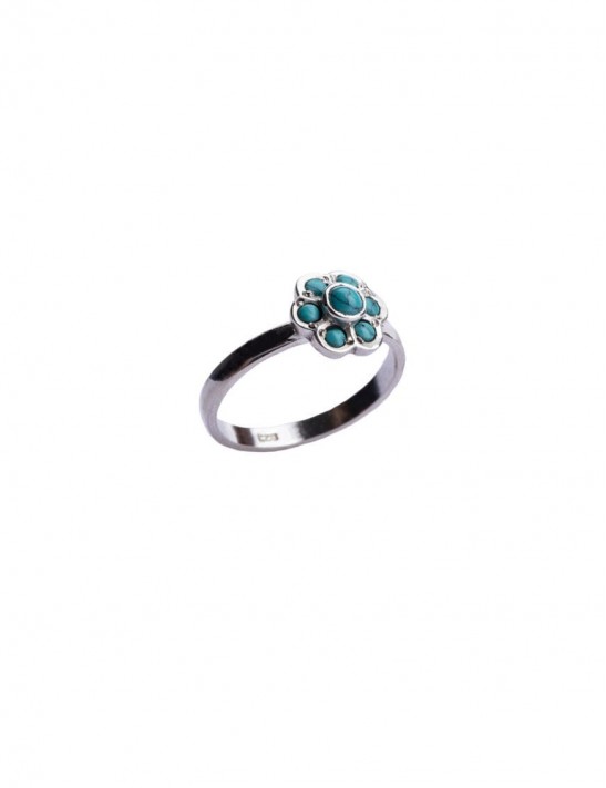 Sterling Silver Firoza Floral Ring