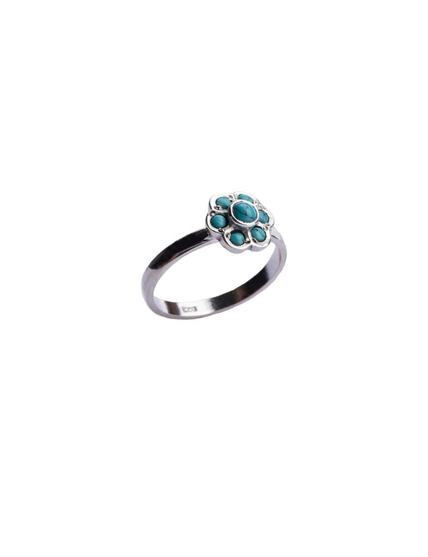 Sterling Silver Firoza Floral Ring