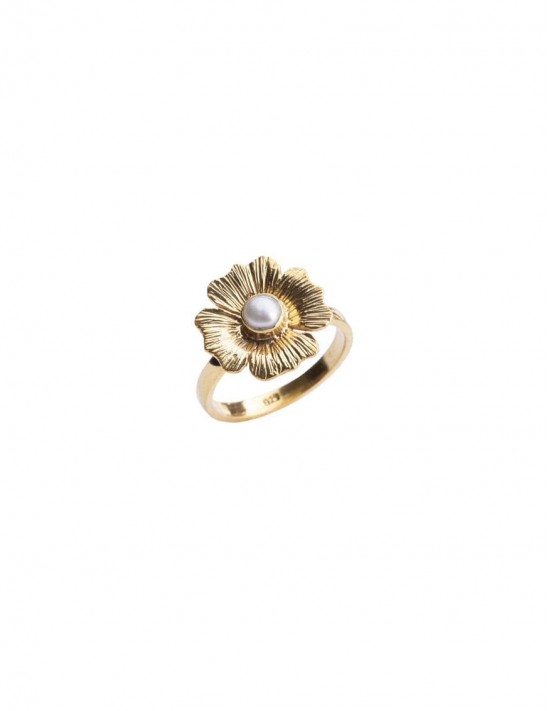 Sterling Silver Pearl Floral Ring