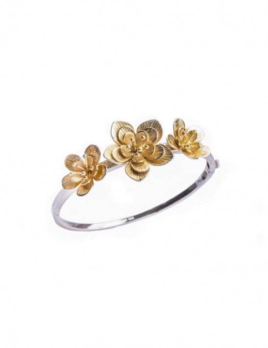 Sterling Silver Floral Bangle Bracelet