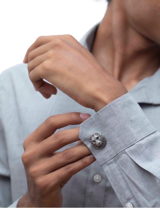 Sterling Silver Lion Cufflinks