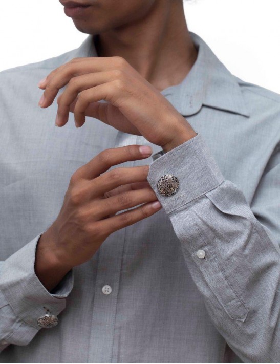 Sterling Silver Floral Cufflinks