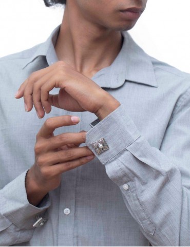 Sterling Silver Floral Cufflinks