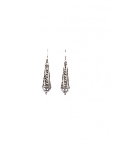 Sterling Silver Elongated Tribal Earrings