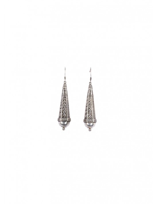Sterling Silver Elongated Tribal Earrings