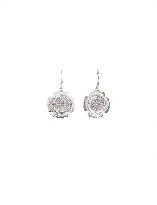 Sterling Silver Hibiscus Earrings