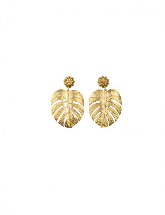 Sterling Silver Palm Tree Leaf Earrings