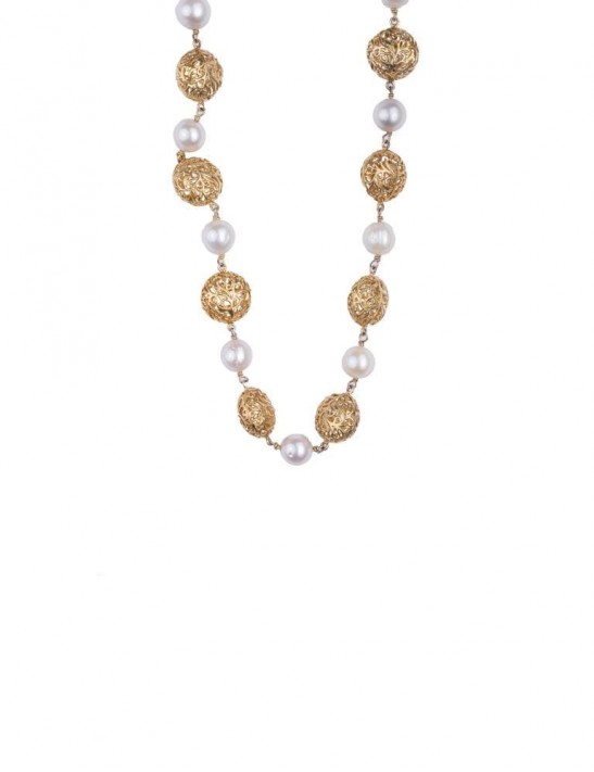 Sterling Silver Filigree Beads and Freshwater Pearls Necklace