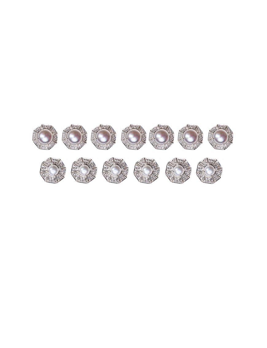 Sterling Silver Freshwater Pearl Sherwani Buttons