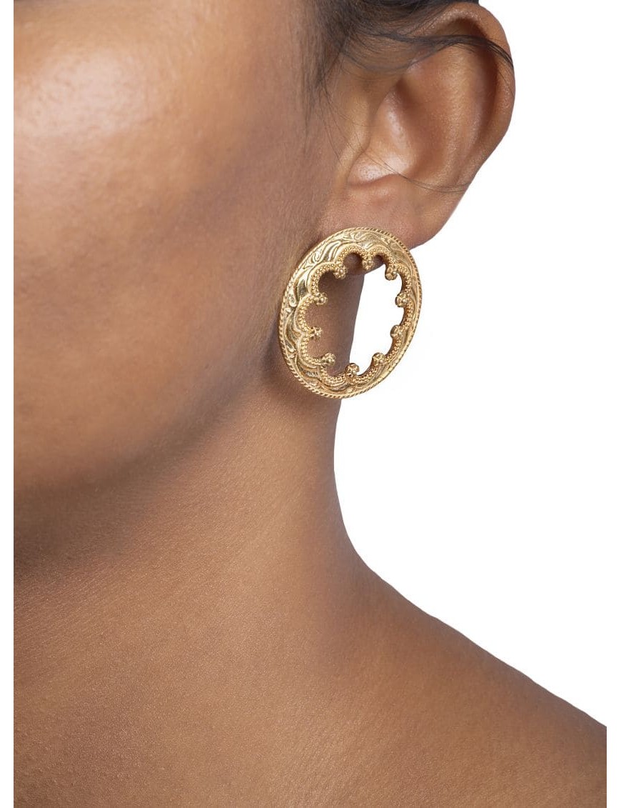 Sterling Silver Round Raawa Earrings
