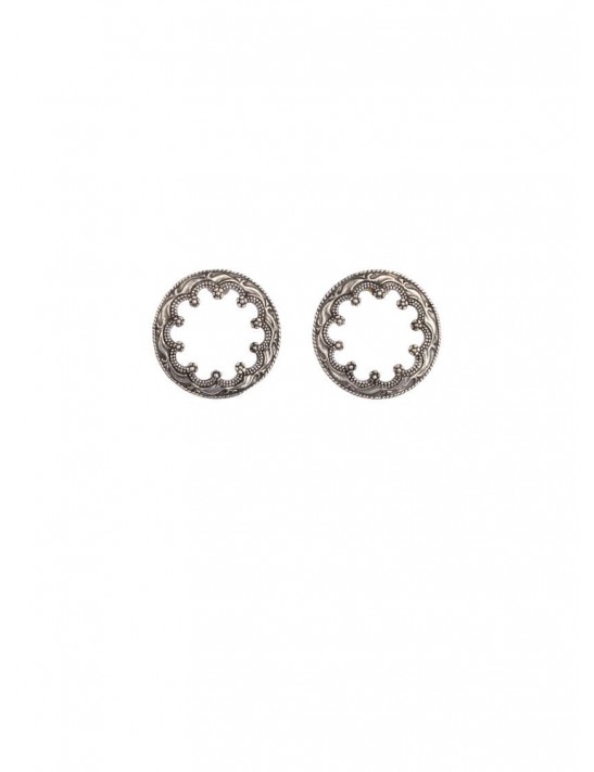 Sterling Silver Round Raawa Earrings