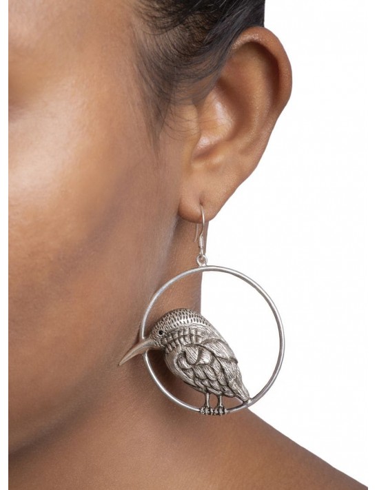 Sterling Silver Kingfisher Oxidised Earrings