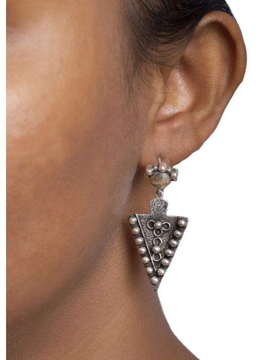 Sterling Silver Trikon Rawa Earrings