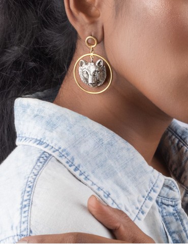 Sterling Silver Wolf Earrings