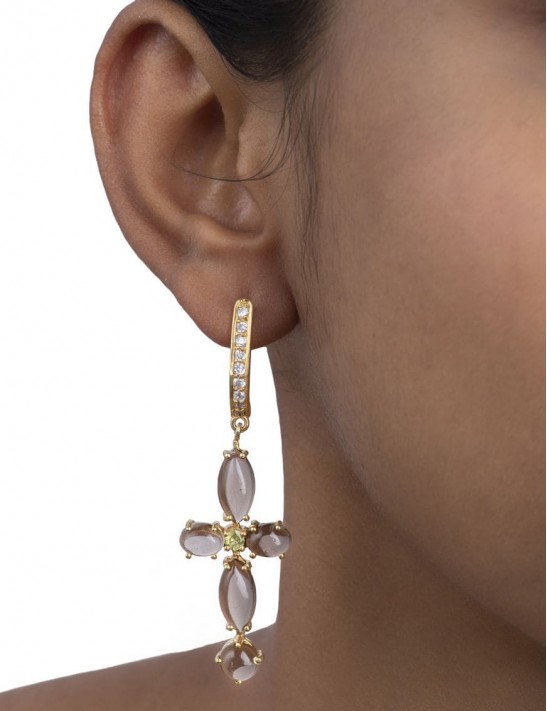 Sterling Silver Smoky Quartz & Peridot Earrings