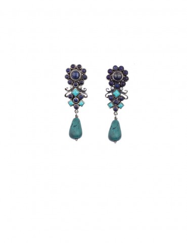 Sterling Silver Firoza and Turquoise Earrings