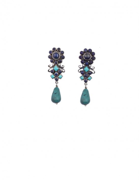 Sterling Silver Firoza and Turquoise Earrings
