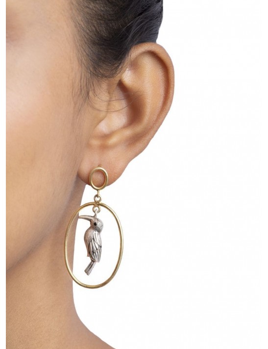 Sterling Silver Hoopoe Bird Earrings