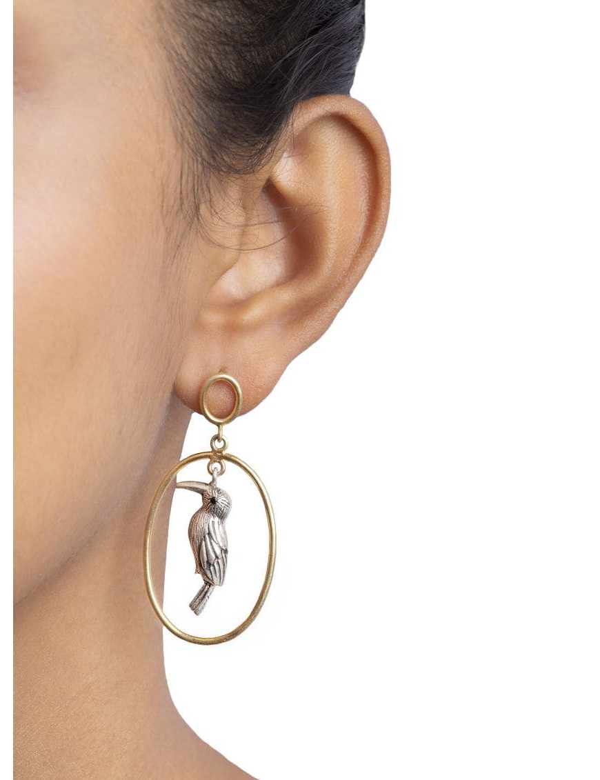 Sterling Silver Hoopoe Bird Earrings