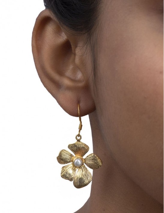 Sterling Silver Bohemian Rose Pearl Earrings