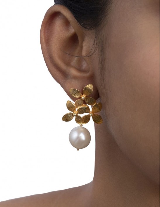 Sterling Silver Flower Cluster Earrings