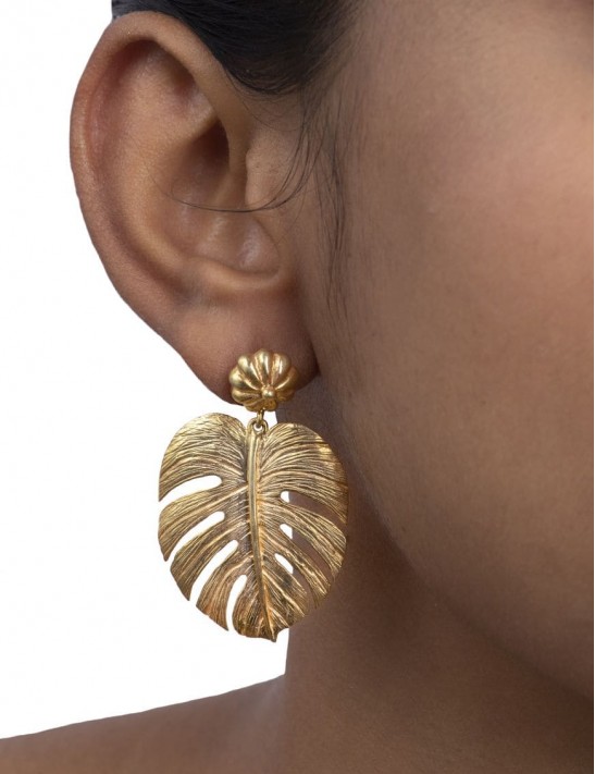 Sterling Silver Palm Tree Leaf Earrings
