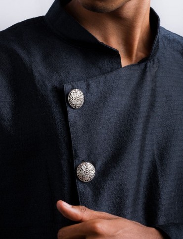 Sterling Silver Floral Sherwani Buttons