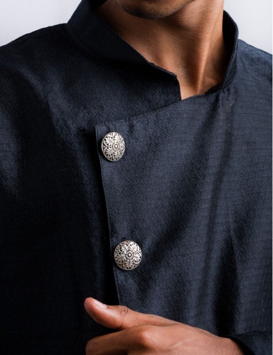 Sterling Silver Floral Sherwani Buttons